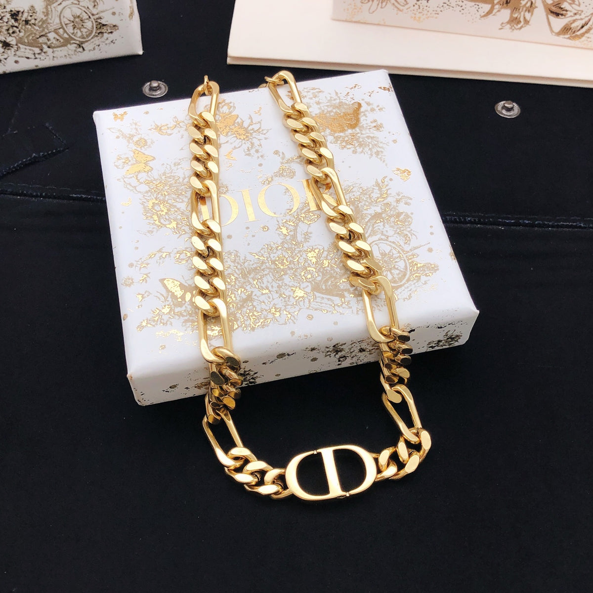 Dior Gold-Tone Compact CD Curb Necklace - product image 1