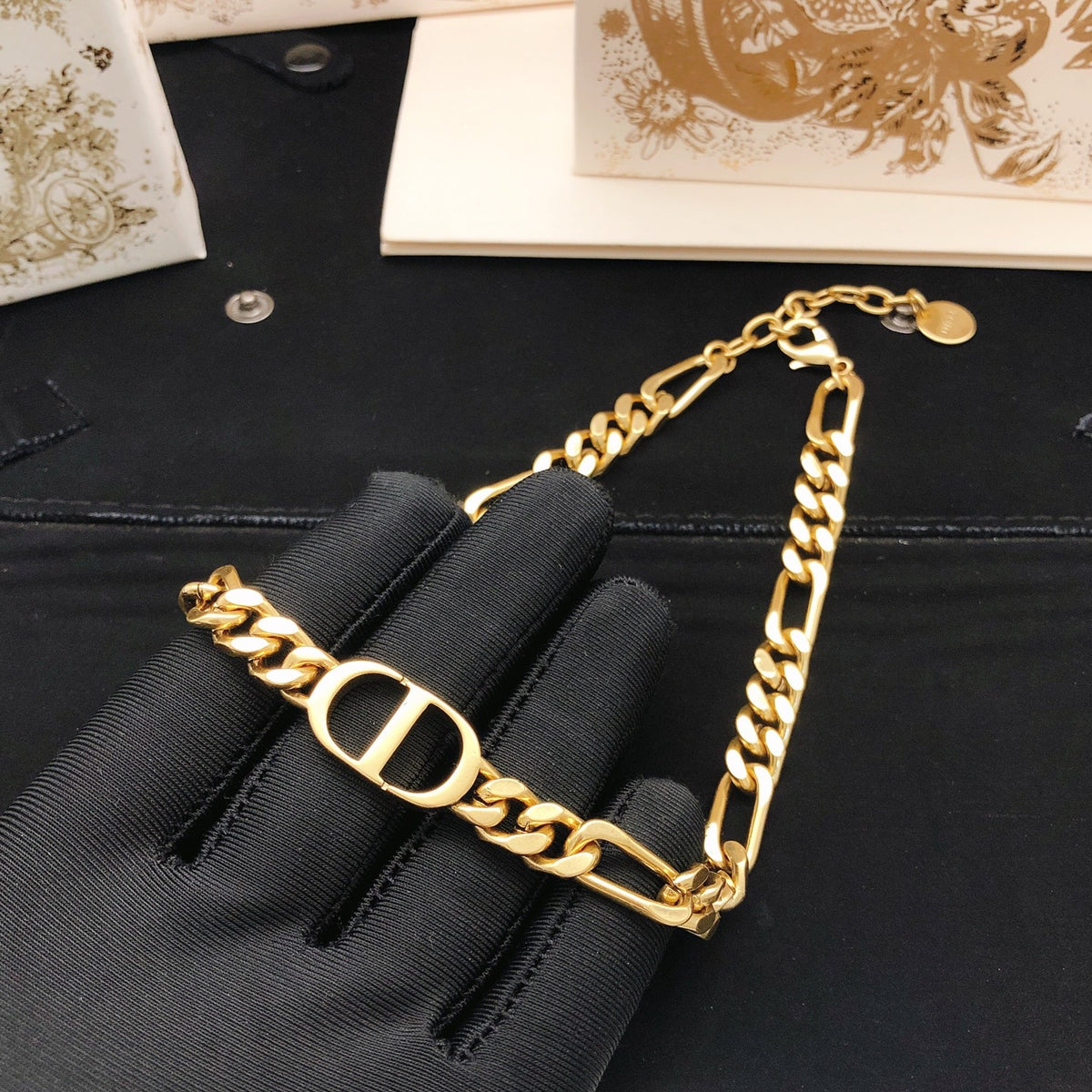 Dior Gold-Tone Compact CD Curb Necklace - product image 4