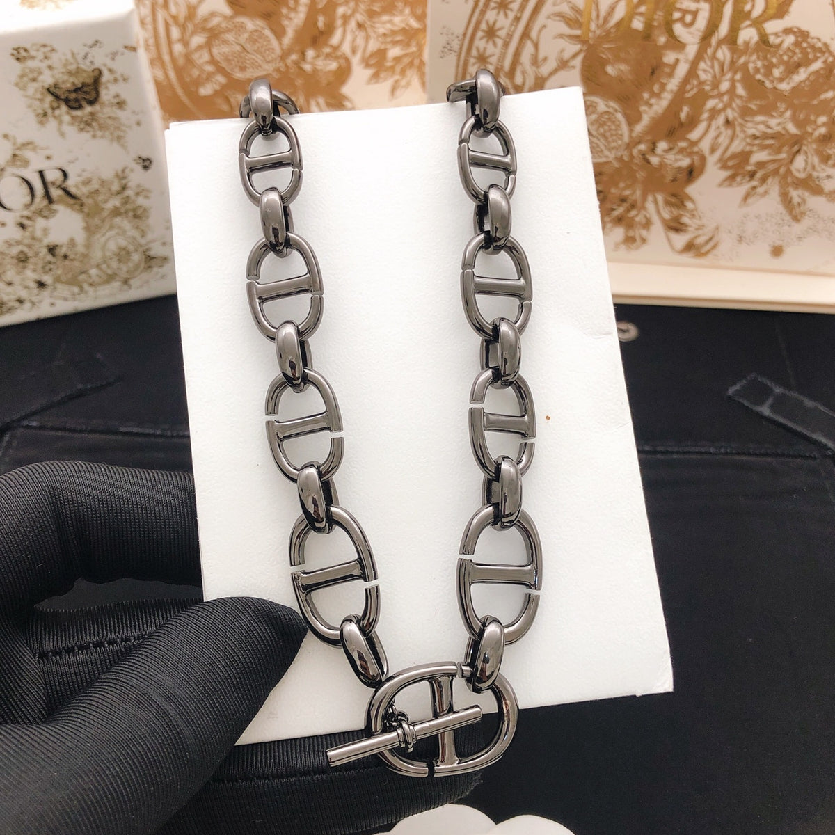 Dior Dark Oversized CD Link Necklace - product image 5