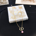 Dior Pink Bead Gold-Tone CD Necklace - product image 1