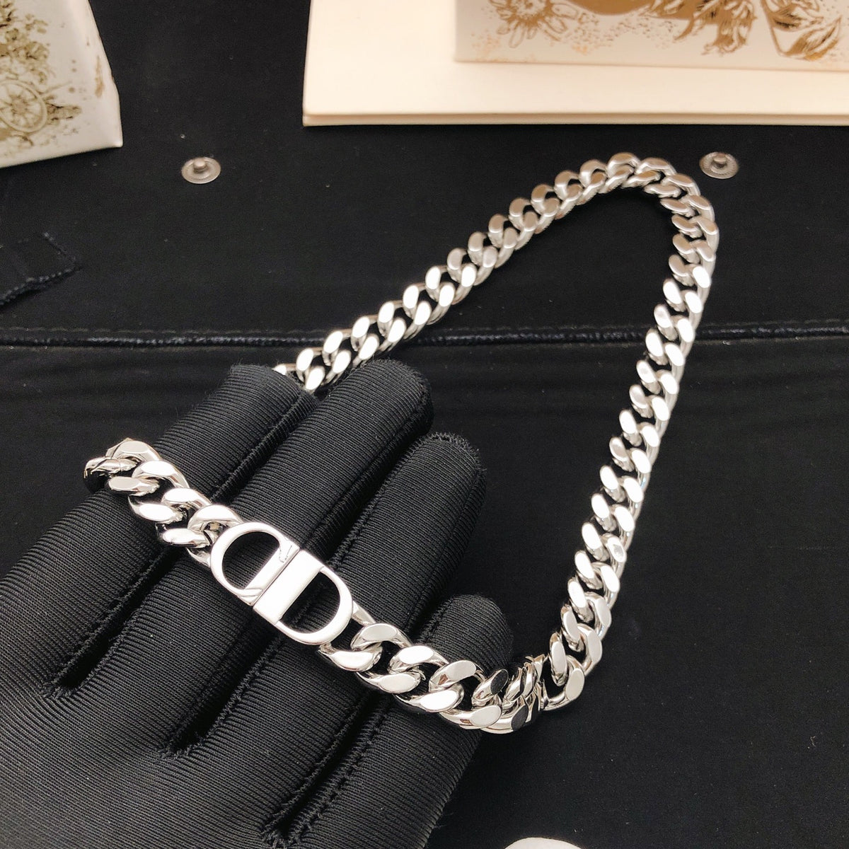 Dior Silver-Tone Compact CD Curb Necklace - product image 3