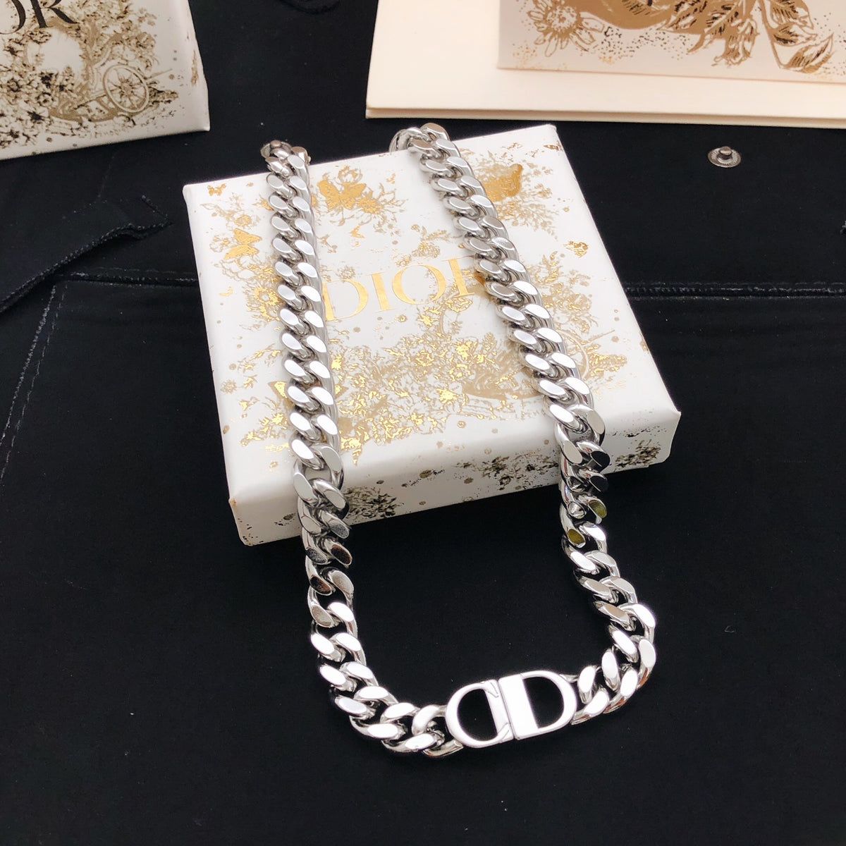 Dior Silver-Tone Compact CD Curb Necklace - product image 1