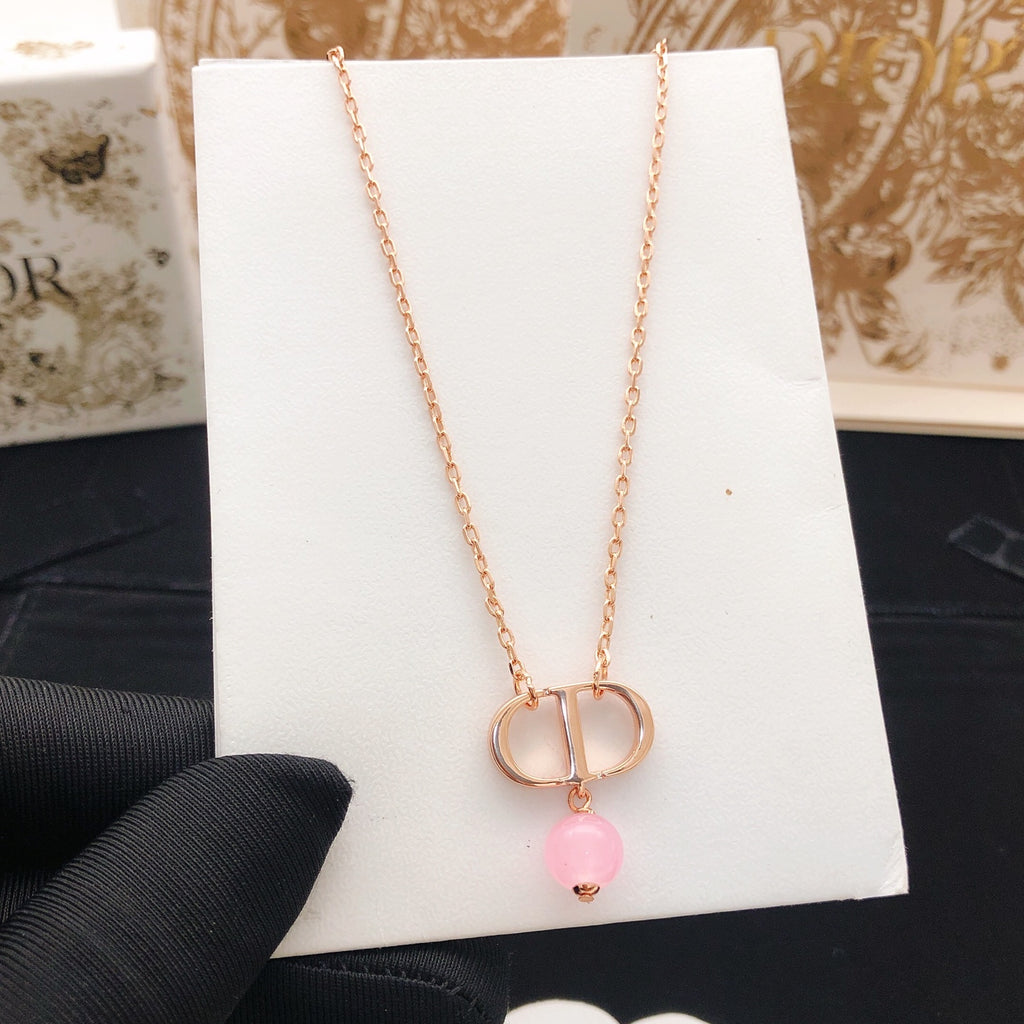 Dior Pink Bead Silver-Tone CD Necklace - product image 5