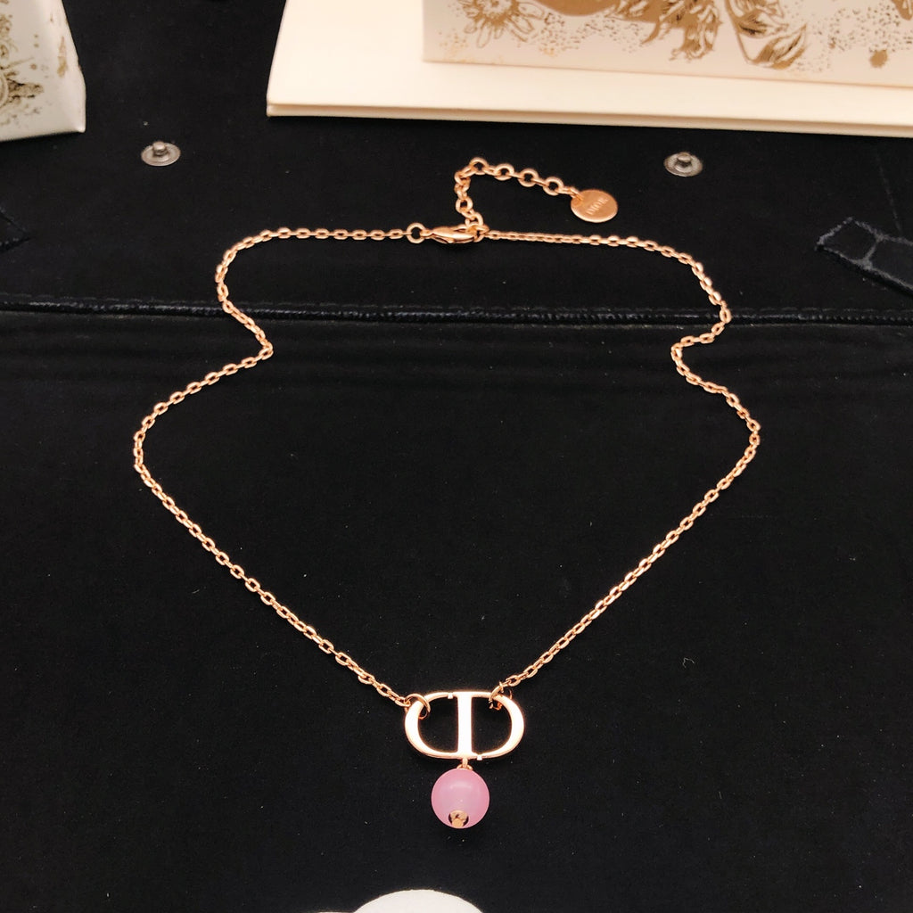 Dior Pink Bead Silver-Tone CD Necklace - product image 3