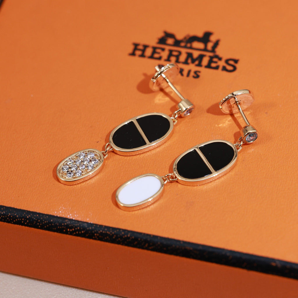 Hermès Gold-Tone Black Anchor Pearl Drop Earrings - album image 5