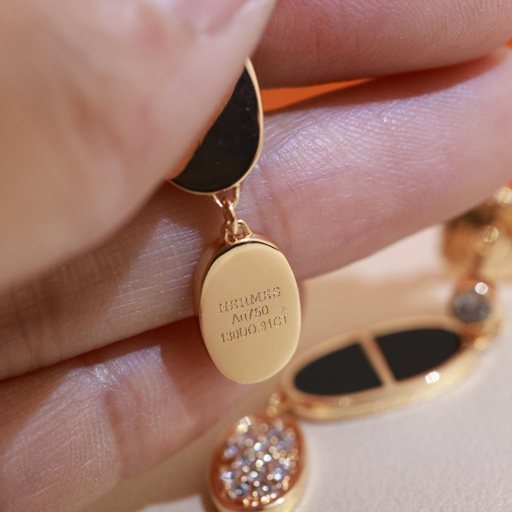 Hermès Gold-Tone Black Anchor Pearl Drop Earrings - album image 9