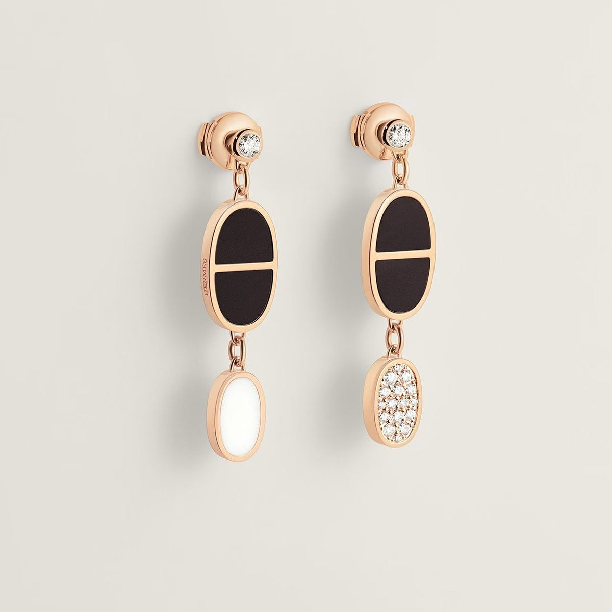 Hermès Gold-Tone Black Anchor Pearl Drop Earrings - album image 1