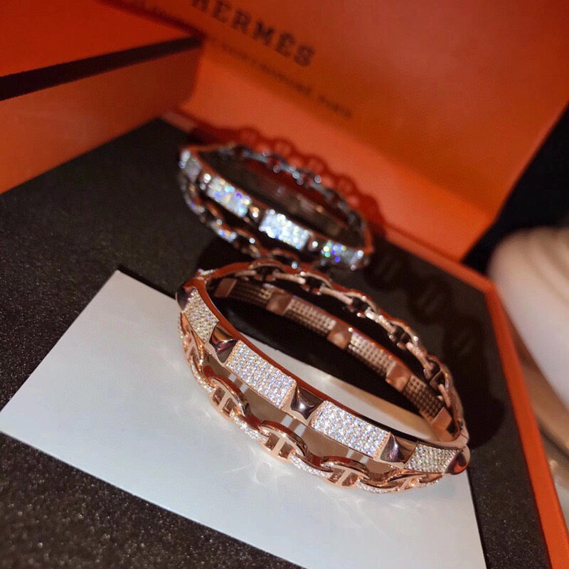 Hermès Silver-Tone Crystal Wide Anchor Band Ring - album image 7