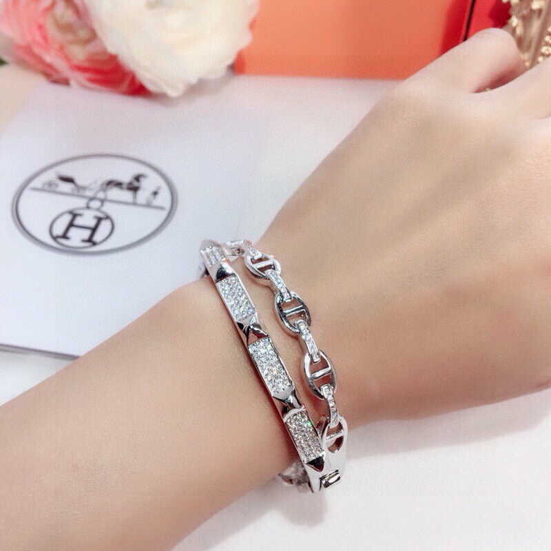 Hermès Silver-Tone Crystal Wide Anchor Band Ring - album image 8