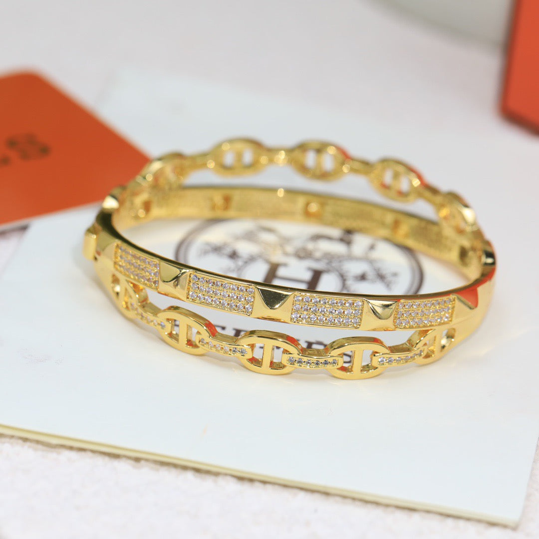 Hermès Silver-Tone Crystal Wide Anchor Band Ring - album image 6