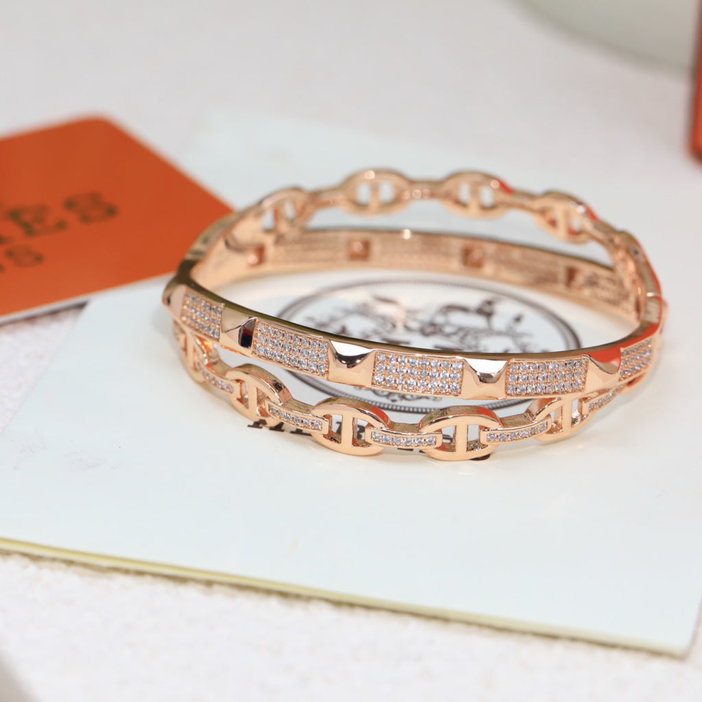 Hermès Silver-Tone Crystal Wide Anchor Band Ring - album image 9