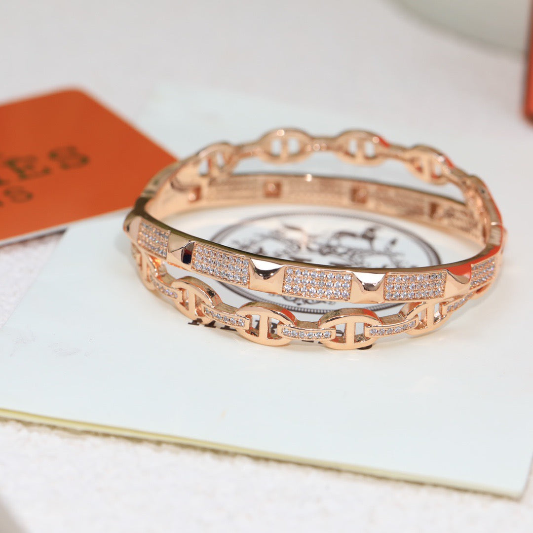 Hermès Silver-Tone Crystal Wide Anchor Band Ring - album image 9