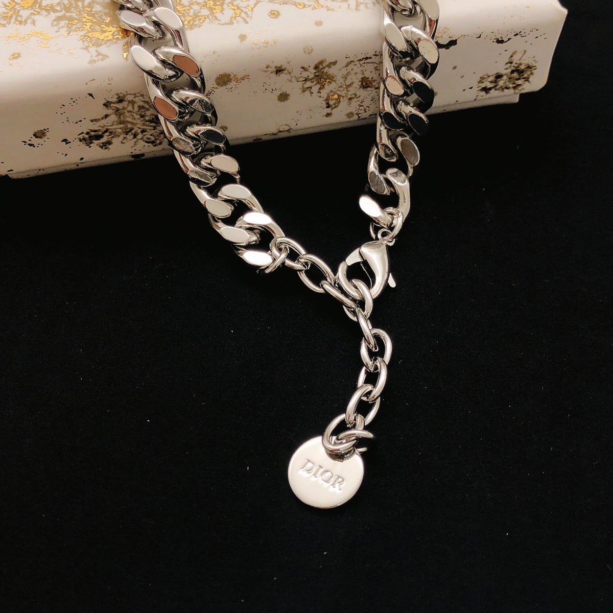 Dior Silver-Tone Broad CD Curb Necklace - product image 2
