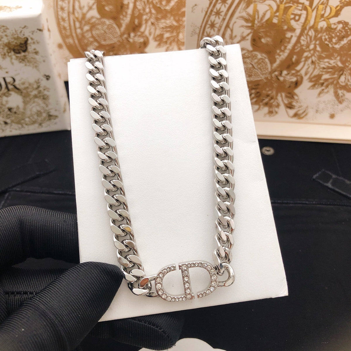 Dior Silver-Tone Broad CD Curb Necklace - product image 5