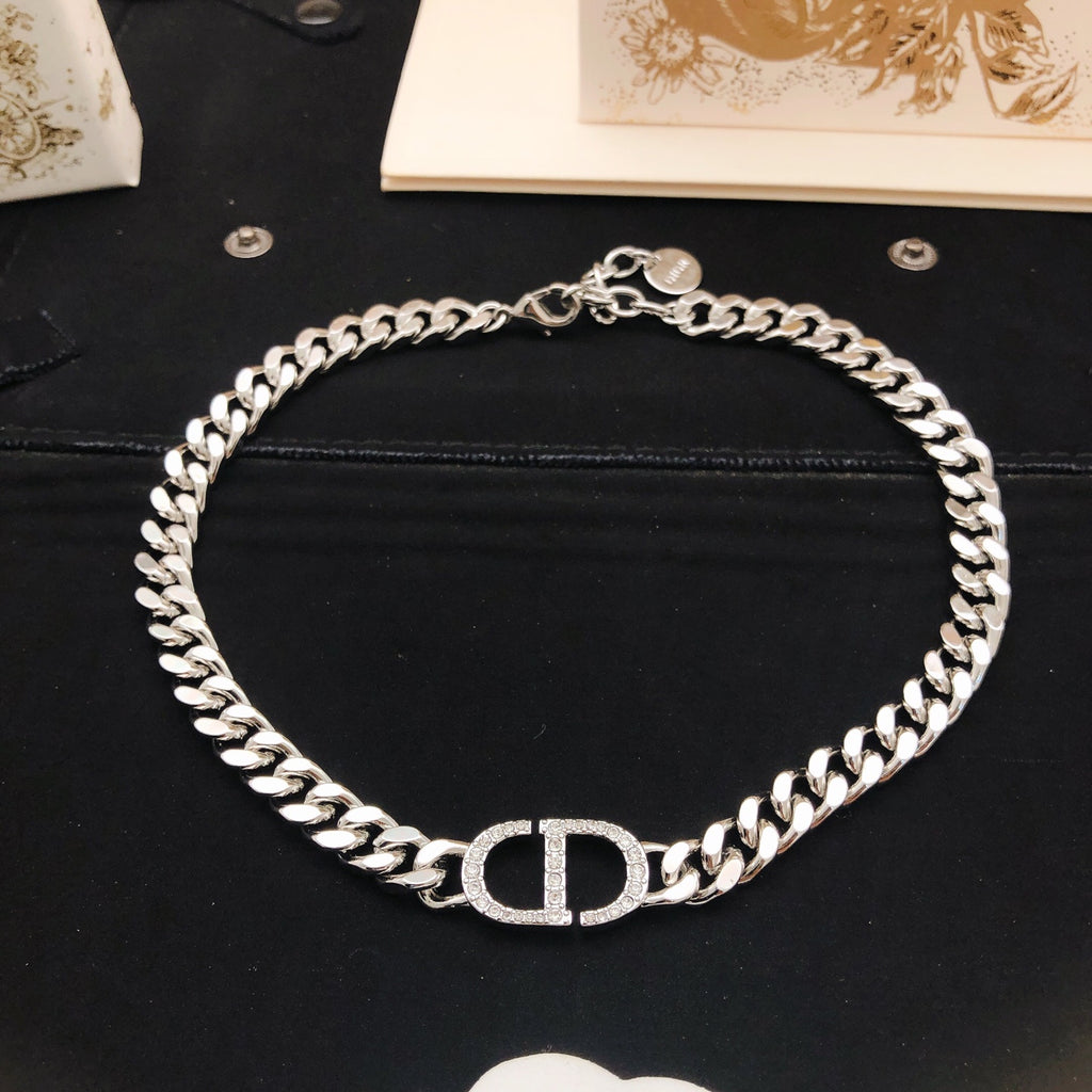 Dior Silver-Tone Broad CD Curb Necklace - product image 3