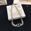 Dior Silver-Tone Broad CD Curb Necklace - product image 1