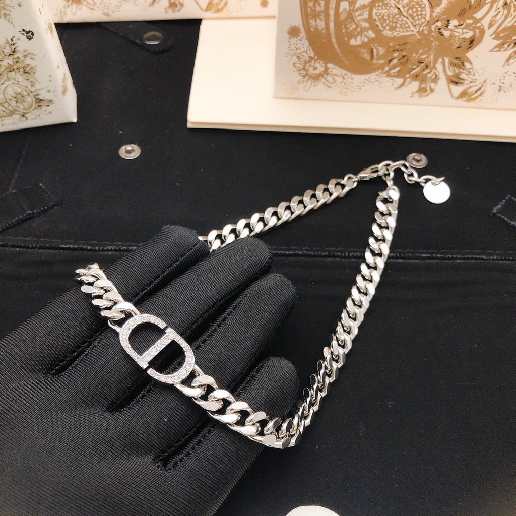 Dior Silver-Tone Broad CD Curb Necklace - product image 4