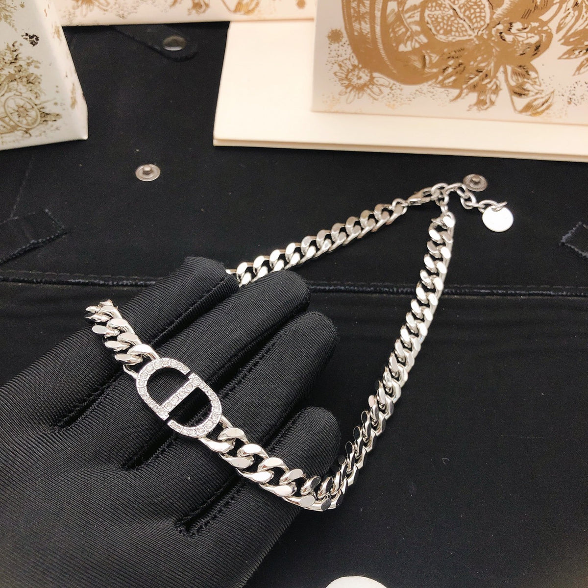 Dior Silver-Tone Broad CD Curb Necklace - product image 4