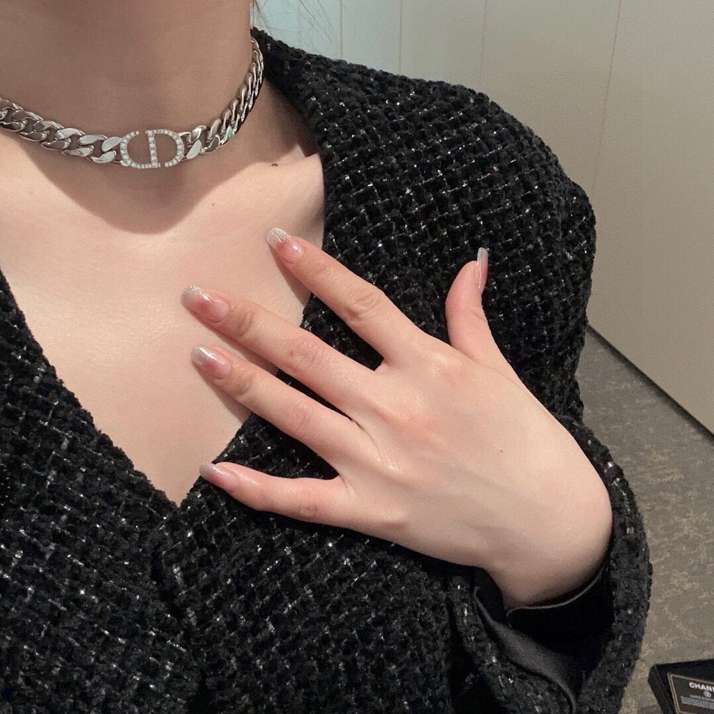 Dior Silver-Tone Broad CD Curb Necklace - product image 6