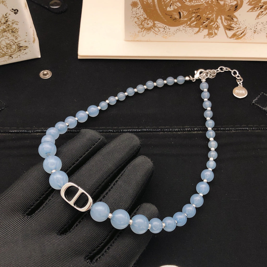 Dior Pale Blue Bead CD Necklace - product image 4