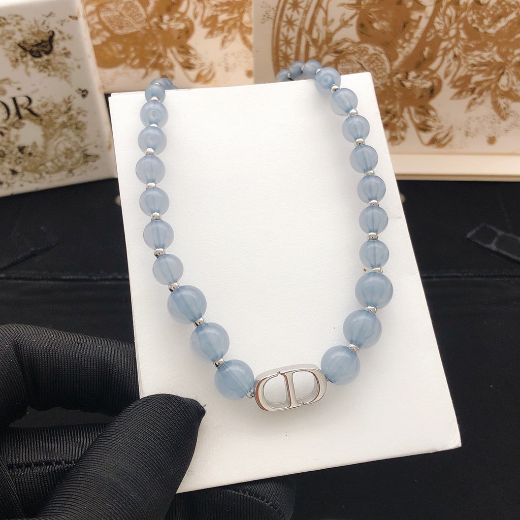 Dior Pale Blue Bead CD Necklace - product image 5