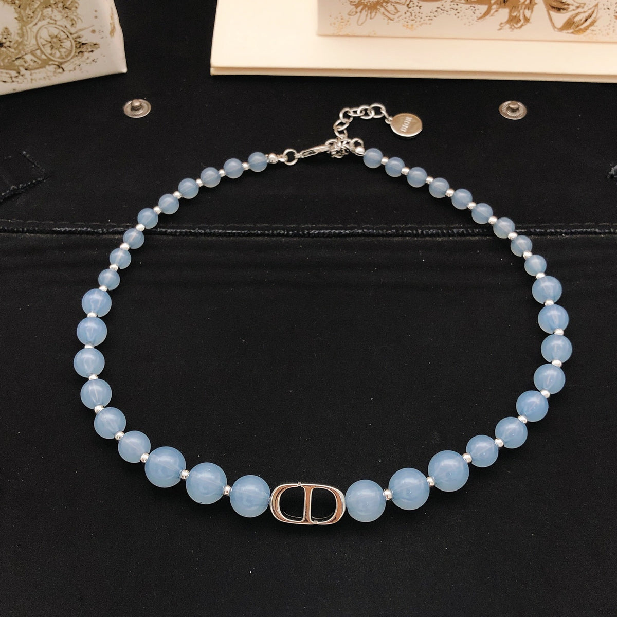 Dior Pale Blue Bead CD Necklace - product image 3