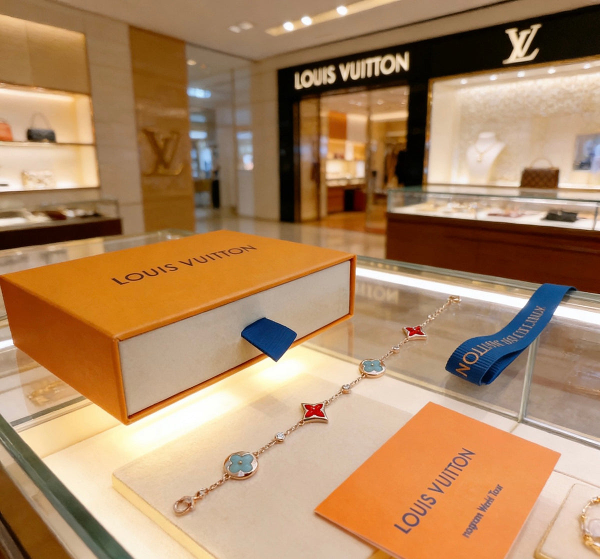 Louis Vuitton Two-Tone Flower Charm Bracelet with Blue Accent - album image 2