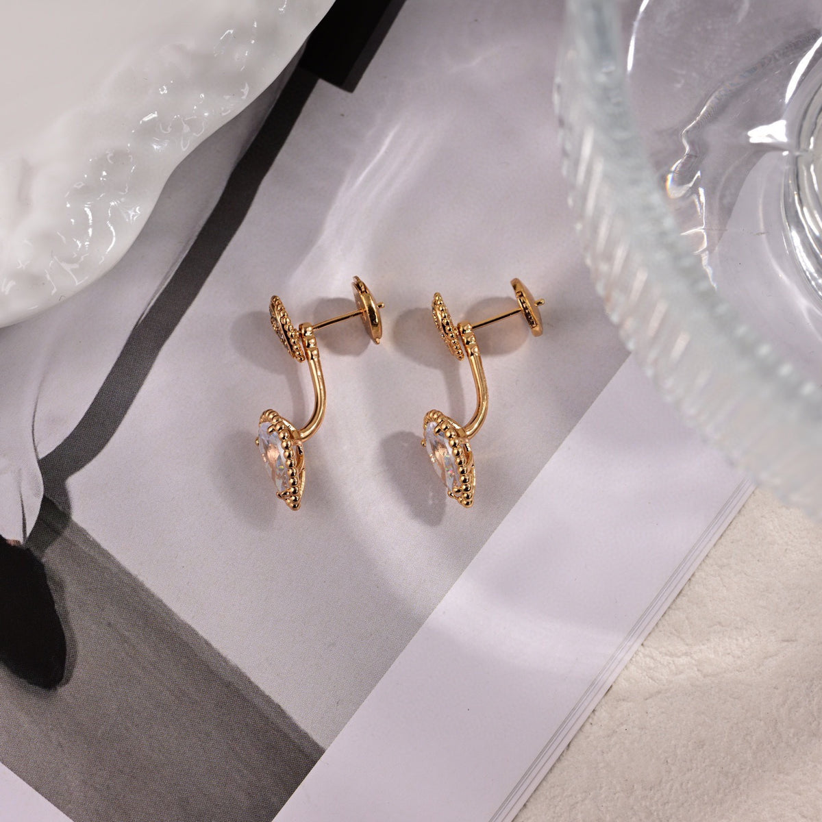 Hermès Gold-Tone White Enamel Anchor Drop Earrings - album image 4