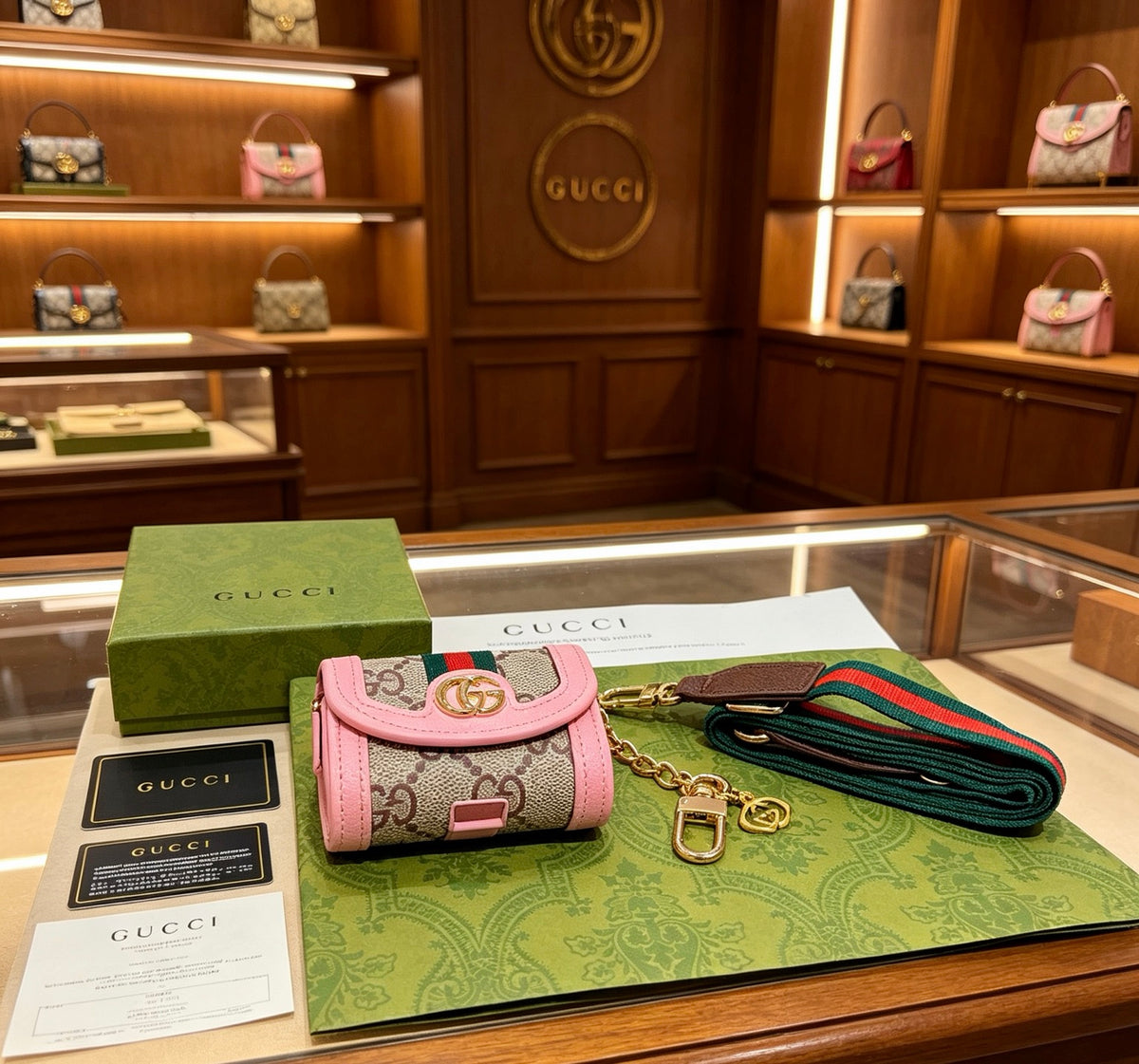 Gucci Pink Monogram Mini Bag Key Case - album image 8