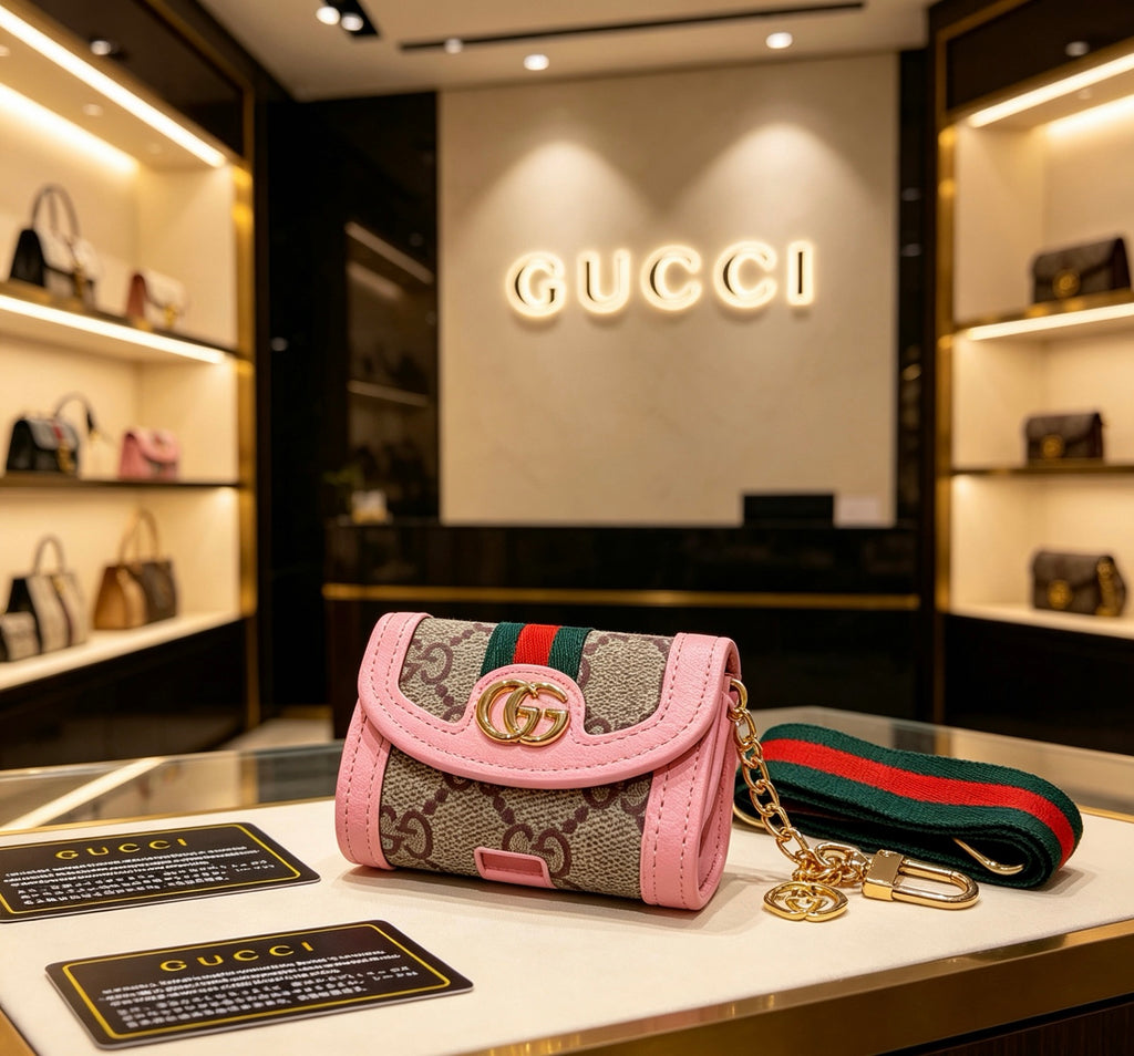 Gucci Pink Monogram Mini Bag Key Case - album image 6