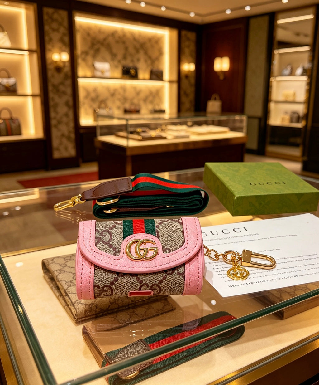 Gucci Pink Monogram Mini Bag Key Case - album image 5