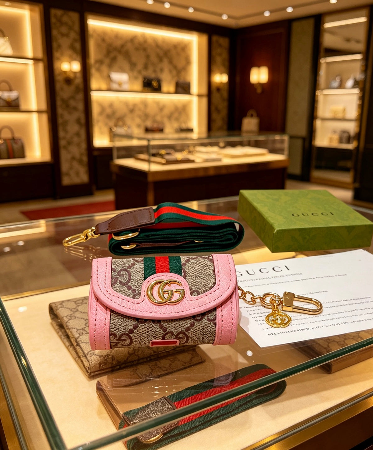Gucci Pink Monogram Mini Bag Key Case - album image 5