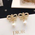 Dior Crystal Bow Pearl-Look Drop Earrings - product image 1