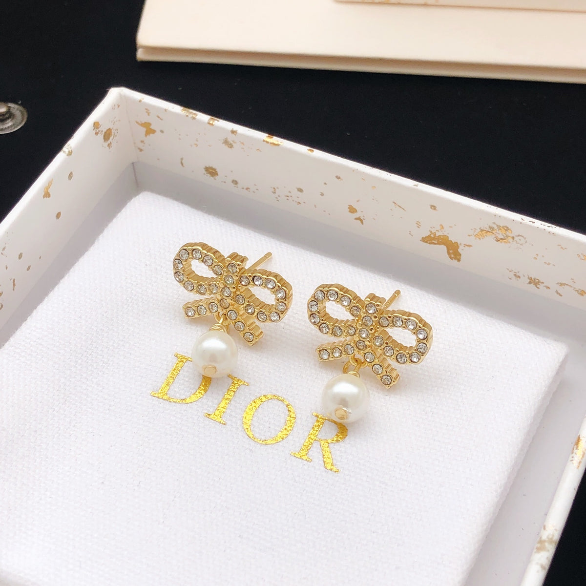 Dior Crystal Bow Pearl-Look Drop Earrings - product image 4