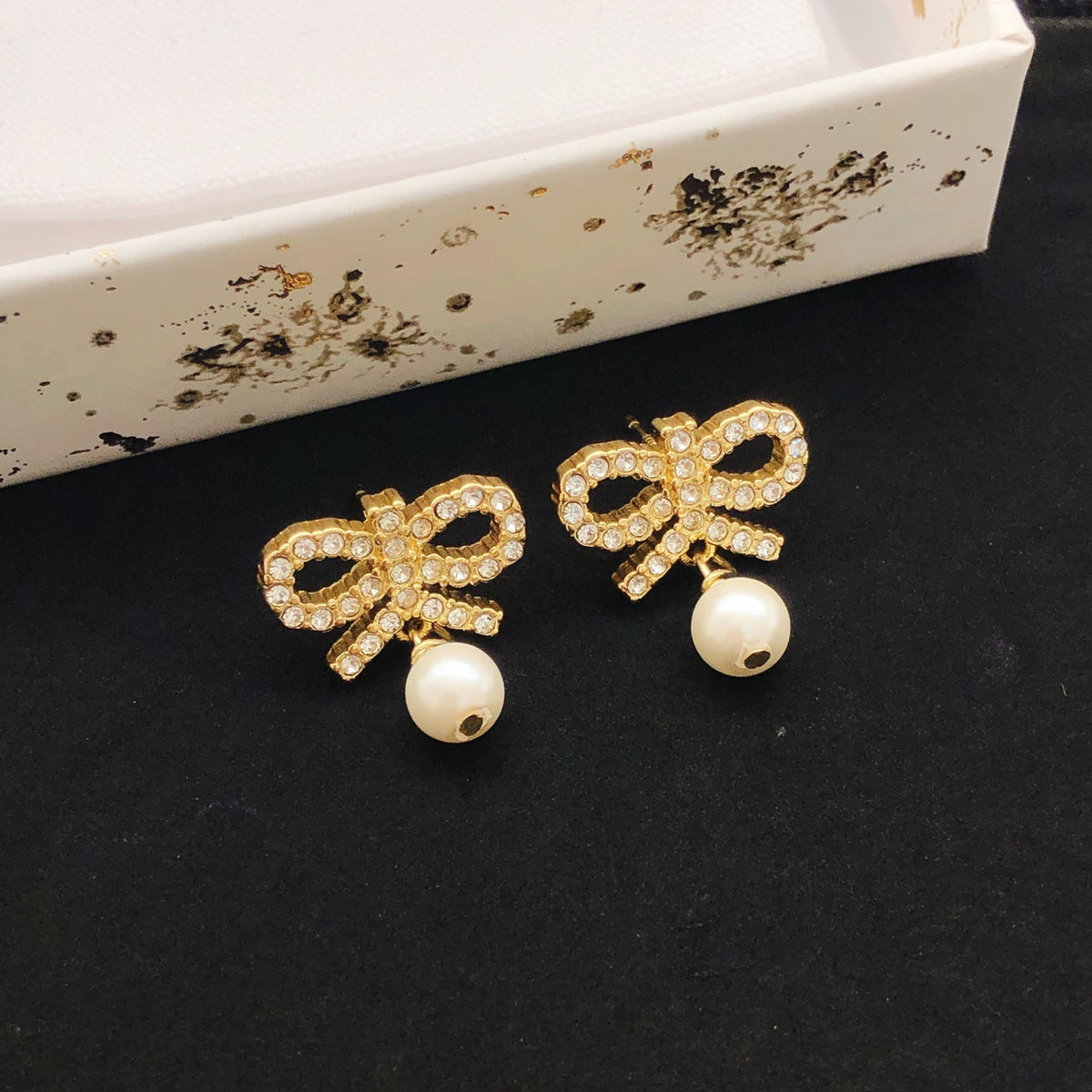 Dior Crystal Bow Pearl-Look Drop Earrings - product image 6