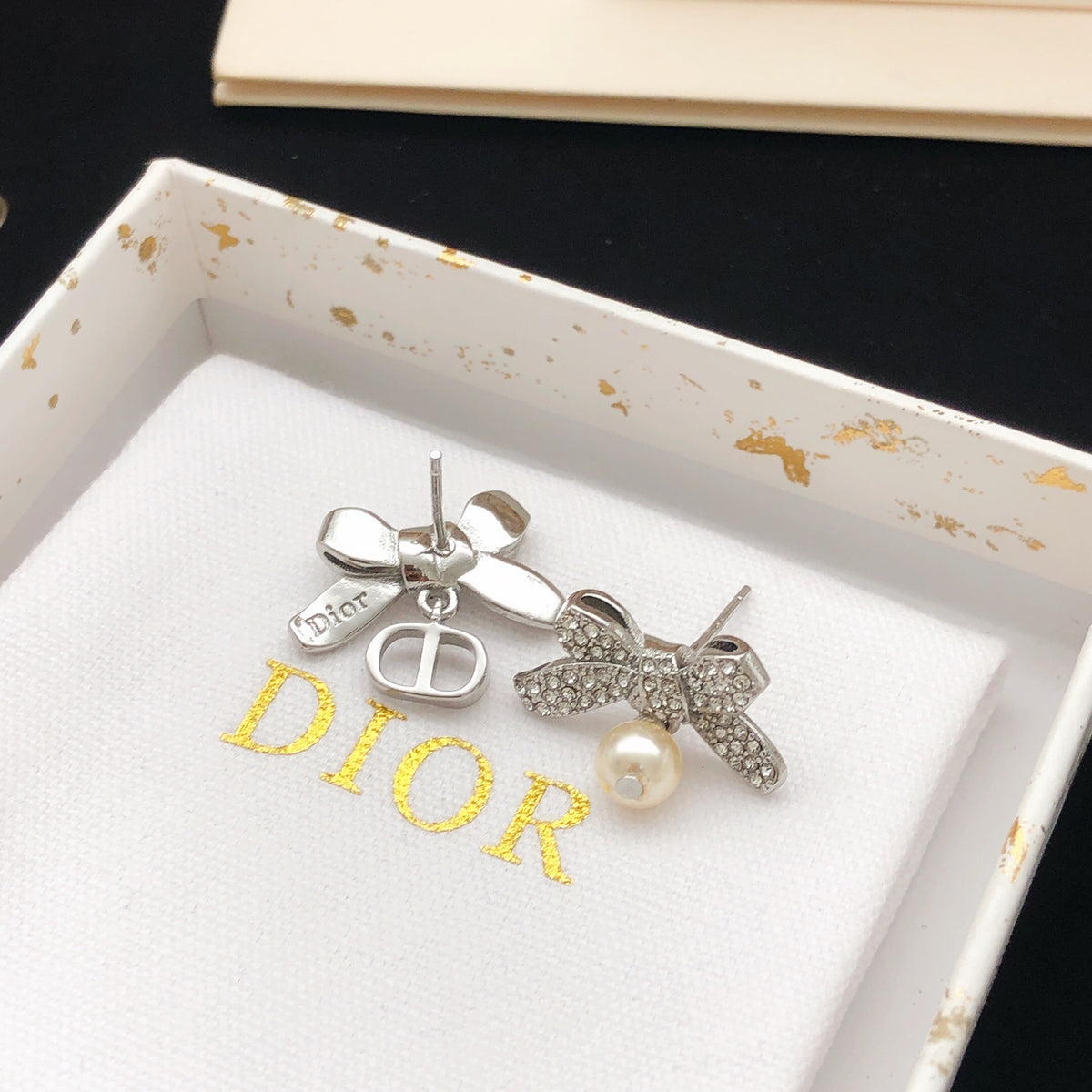 Dior Silver-Tone Asymmetric Crystal Bow Earrings - product image 5