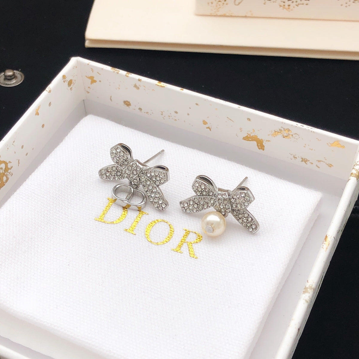 Dior Silver-Tone Asymmetric Crystal Bow Earrings - product image 6