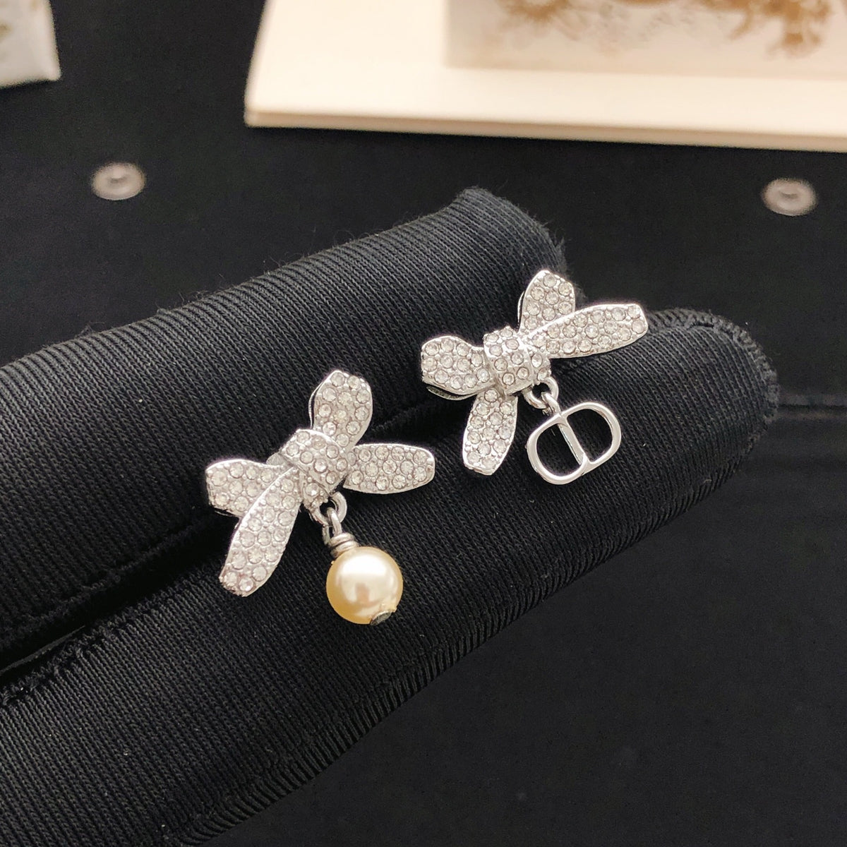 Dior Silver-Tone Asymmetric Crystal Bow Earrings - product image 2