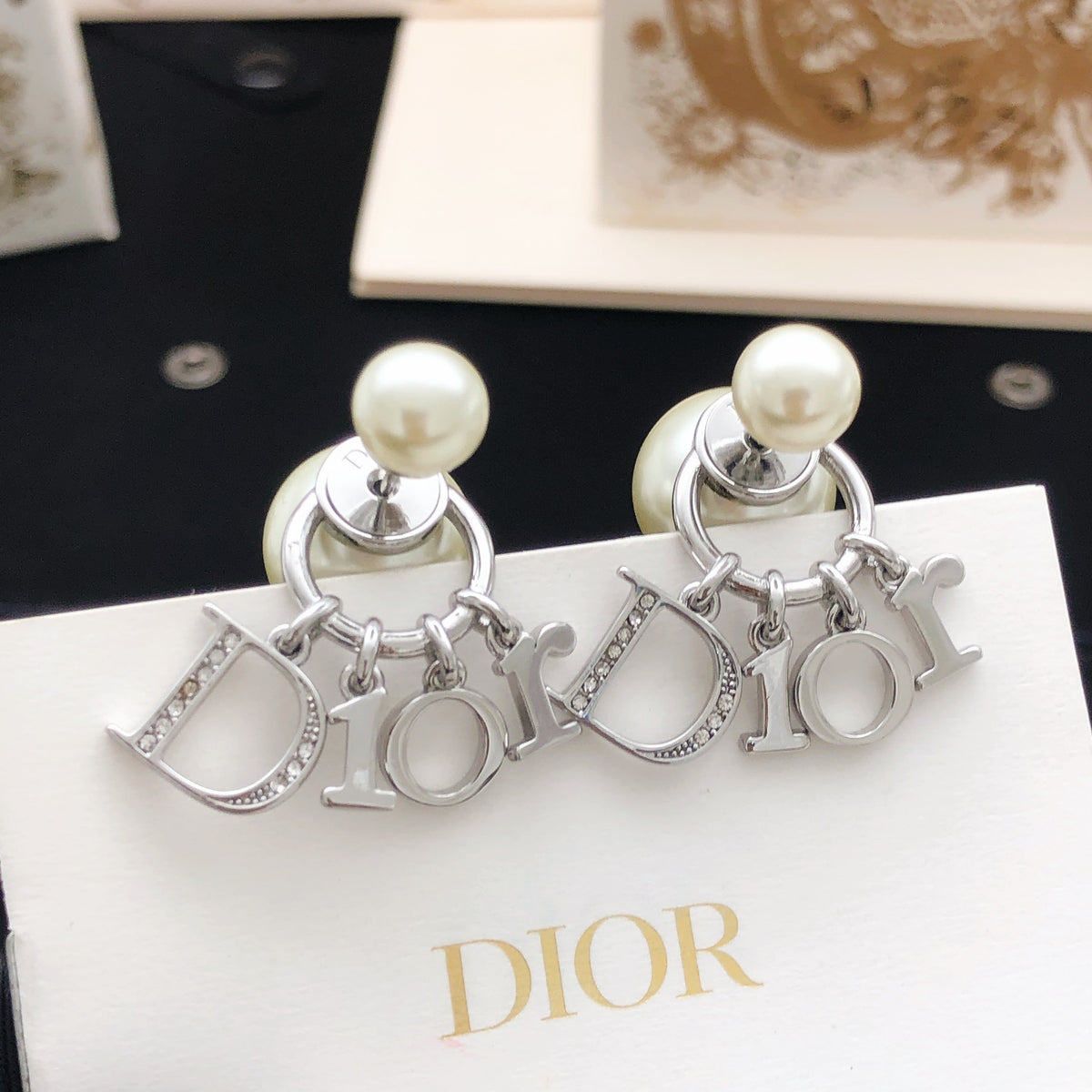 Dior Silver-Tone Letter Pearl-Look Earrings - product image 13