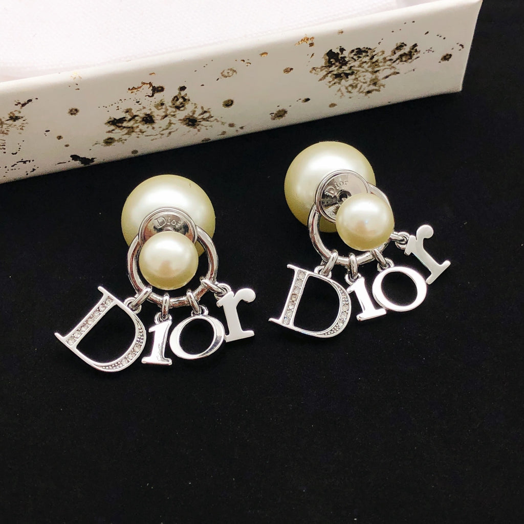Dior Silver-Tone Letter Pearl-Look Earrings - product image 12