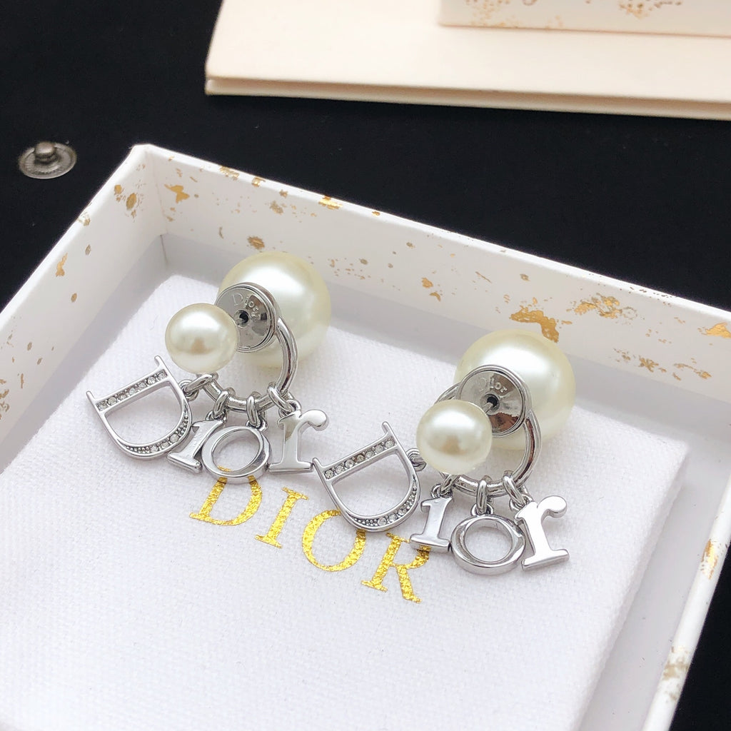 Dior Silver-Tone Letter Pearl-Look Earrings - product image 14