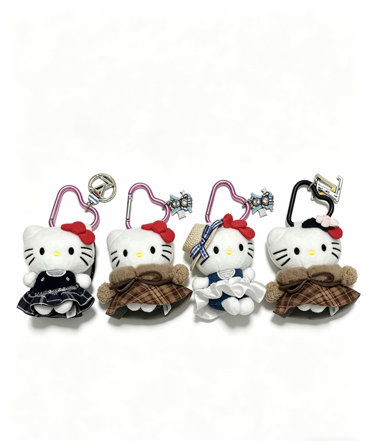 Louis Vuitton White Cat Keychain with Plaid Outfit - album image 8