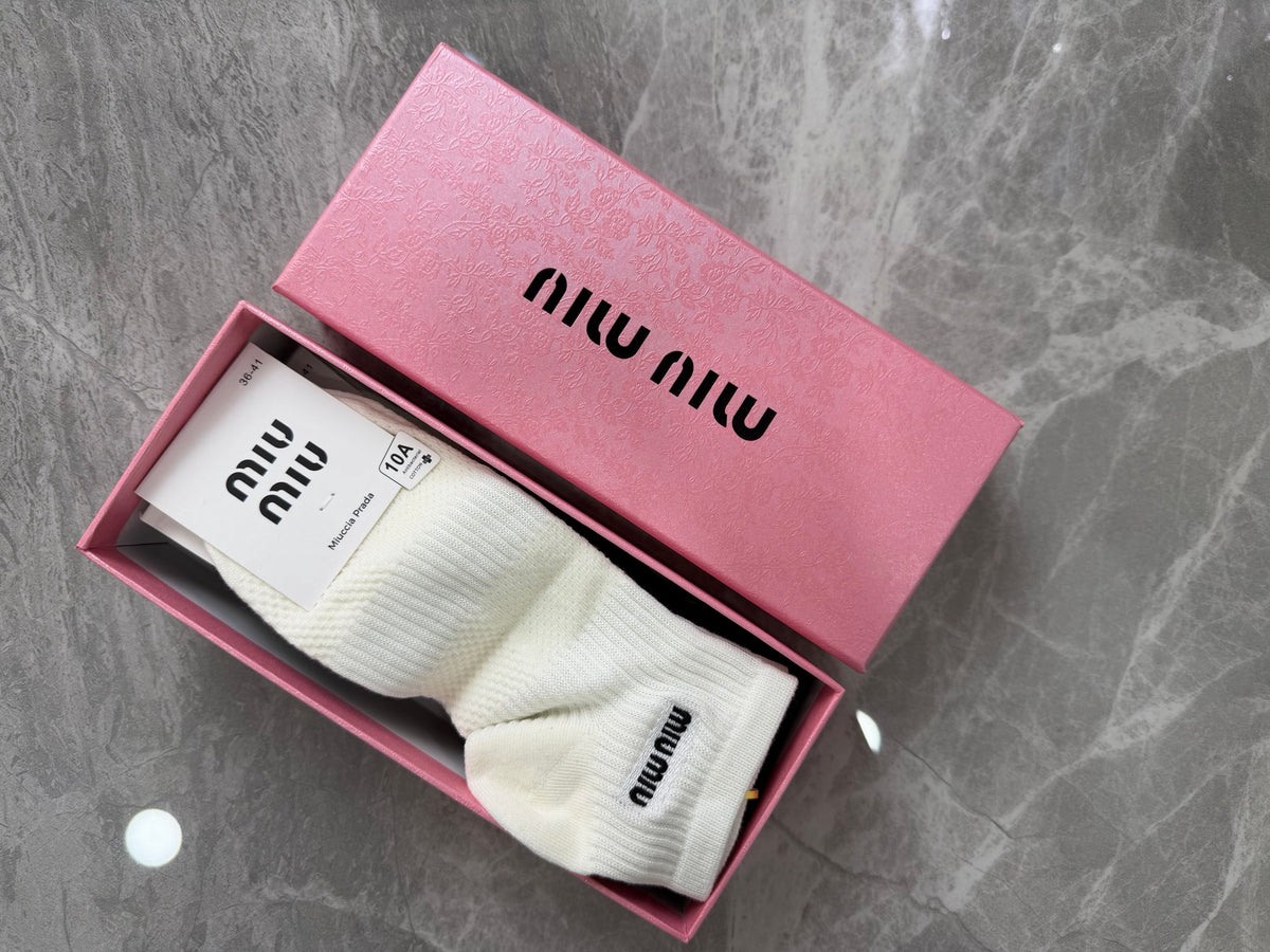 Miu Miu neutral lettering detail ankle socks, image 6