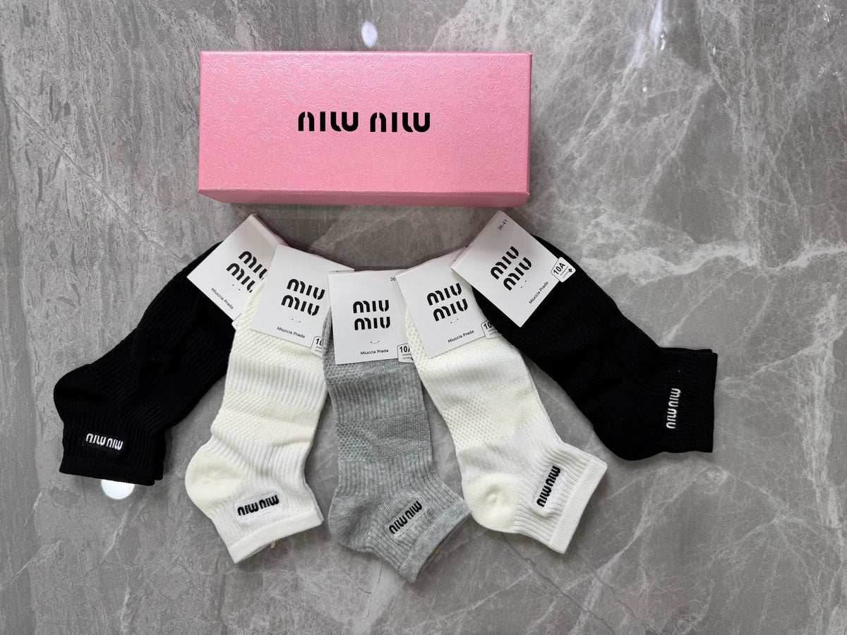 Miu Miu neutral lettering detail ankle socks, image 2
