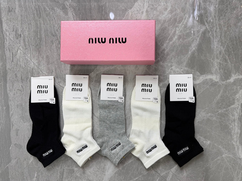 Miu Miu neutral lettering detail ankle socks, image 1