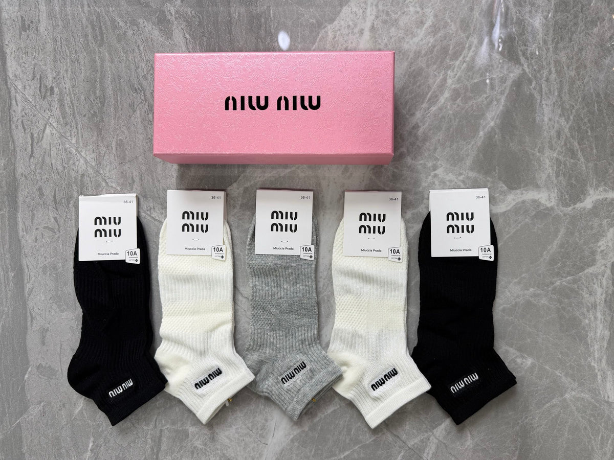 Miu Miu neutral lettering detail ankle socks, image 1