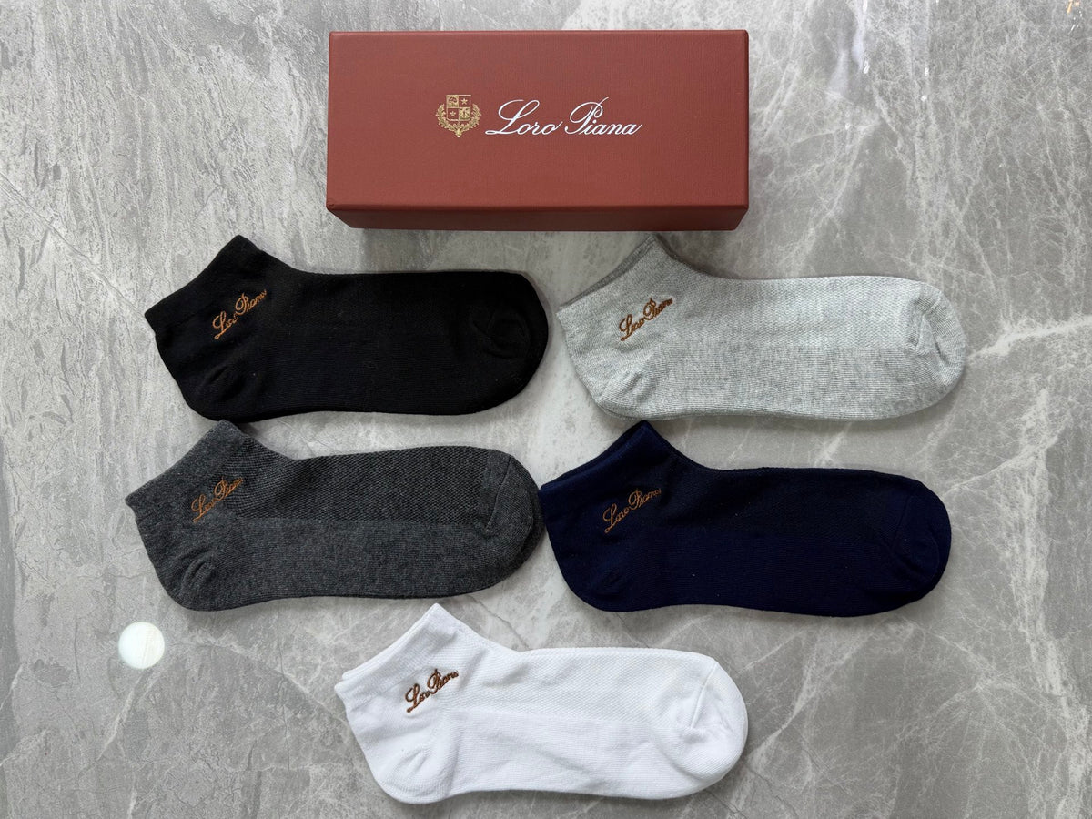 Loro Piana Neutral Script Ankle Socks - Box of 5 - image 5