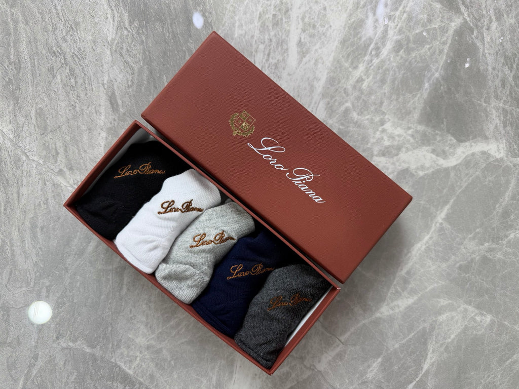 Loro Piana Neutral Script Ankle Socks - Box of 5 - image 1