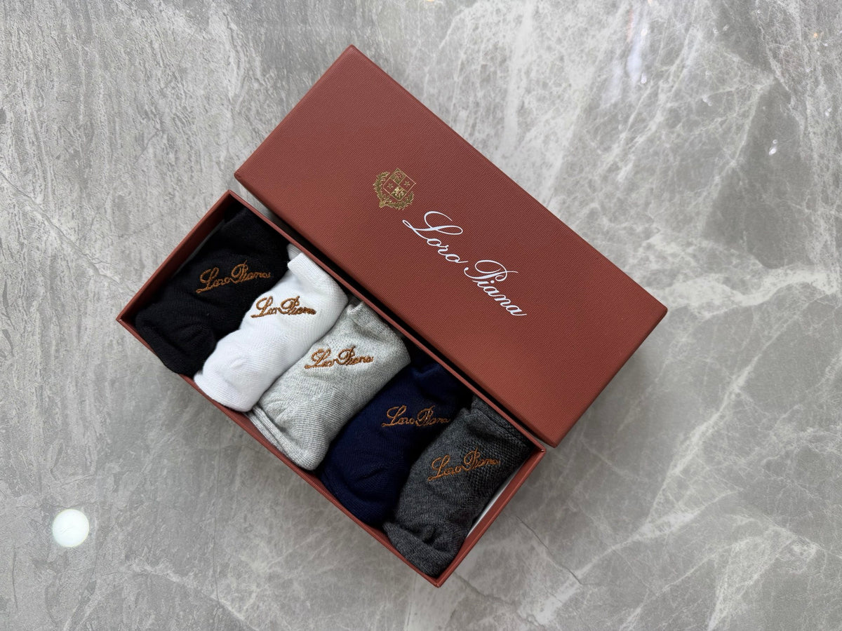 Loro Piana Neutral Script Ankle Socks - Box of 5 - image 4