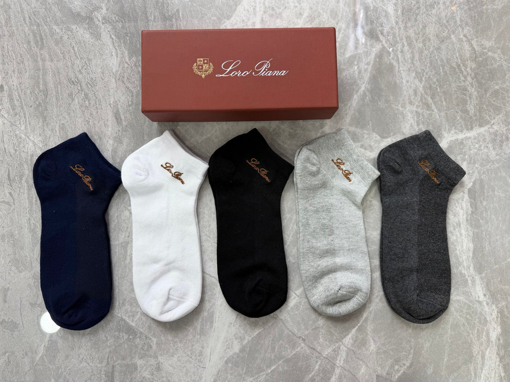 Loro Piana Neutral Script Ankle Socks - Box of 5 - image 2